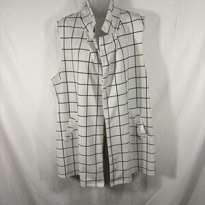 Melloday Sleeveless Vest Women 1X Grid Print Longline Chic Minimalist Modern